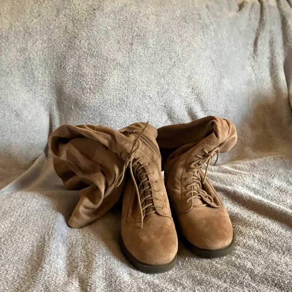 SODA over the knee suede boots with laces size 8